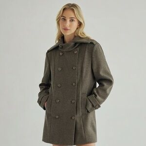 Lao Zhou Winter Gray Pea Coat Size S